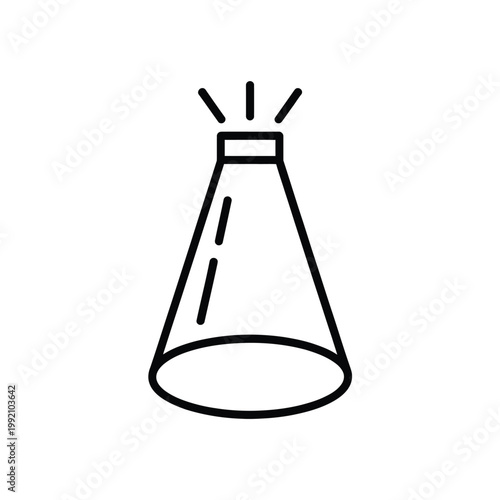 Simple line art illustration of a conical flask with radiating lines