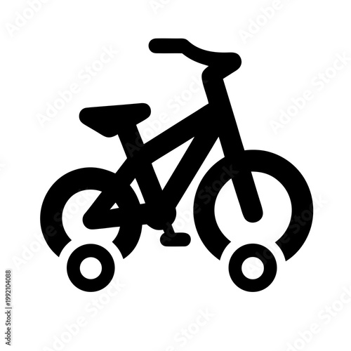 Black bicycle icon, kid bike symbol, tricycle logo, children's cycle sign