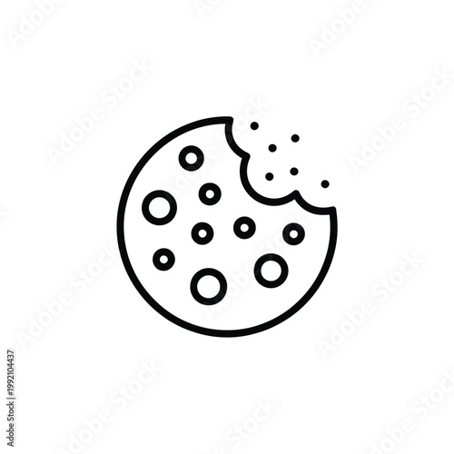 Simple line drawing of a round cookie with a bite taken out