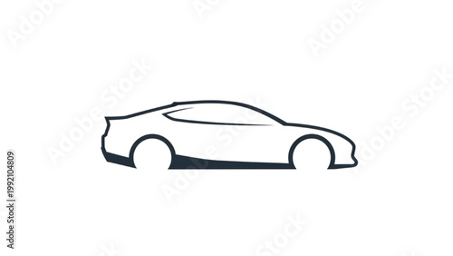 A sleek car drives on road in daytime with motion lines