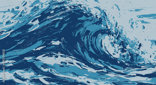 Abstract blue wave splash, dynamic water motion