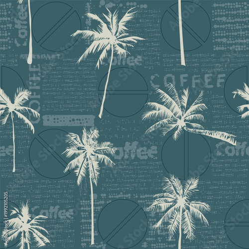 seamless palm tree pattern on patchwork