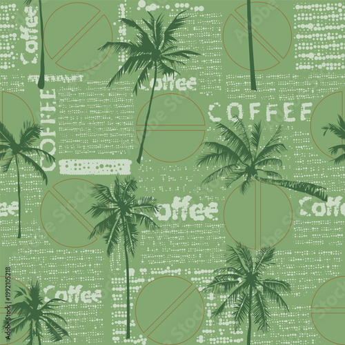 seamless palm tree pattern on patchwork