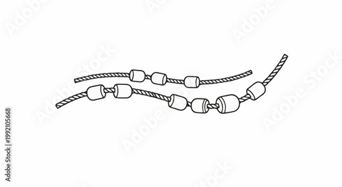 Two ropes with buoys, stylized line art on a white background