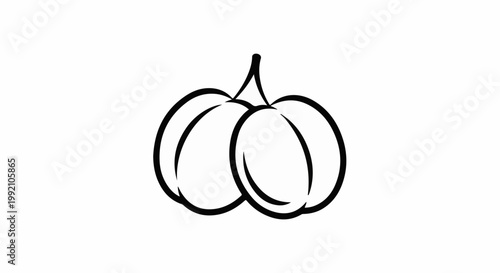 Two simple line drawings of pumpkins with stems on a white background