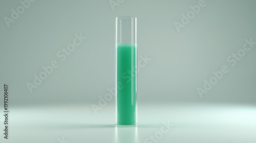 Green liquid in a graduated cylinder showcasing chemical reaction