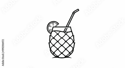 Tropical drink served in a pineapple glass with a slice of citrus