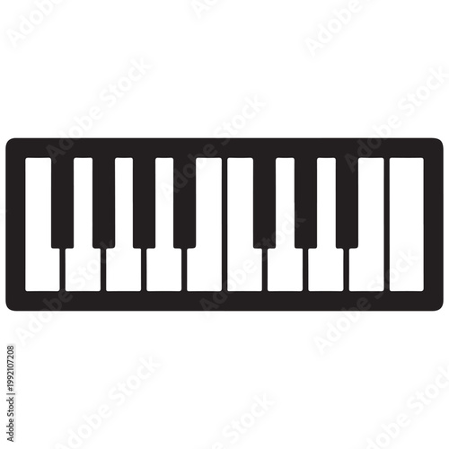 Minimalist piano keyboard silhouette icon for music education and graphic design vector illustration