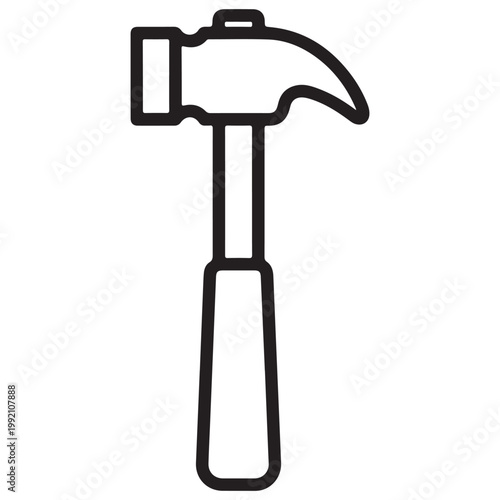 Minimalist claw hammer icon vector illustration for construction repair and DIY projects