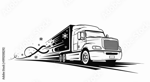 Stylized truck graphic with snow and motion streaks