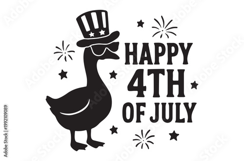 A patriotic goose celebrates the fourth of july with festive decorations