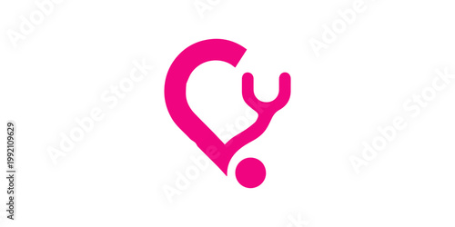 Heart Stethoscope Logo Concept sign symbol icon Design. Medical Health care Logo.