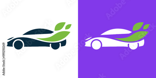 Nature car logo , Eco Car Automotive logo. Eco Car logo with leaf.