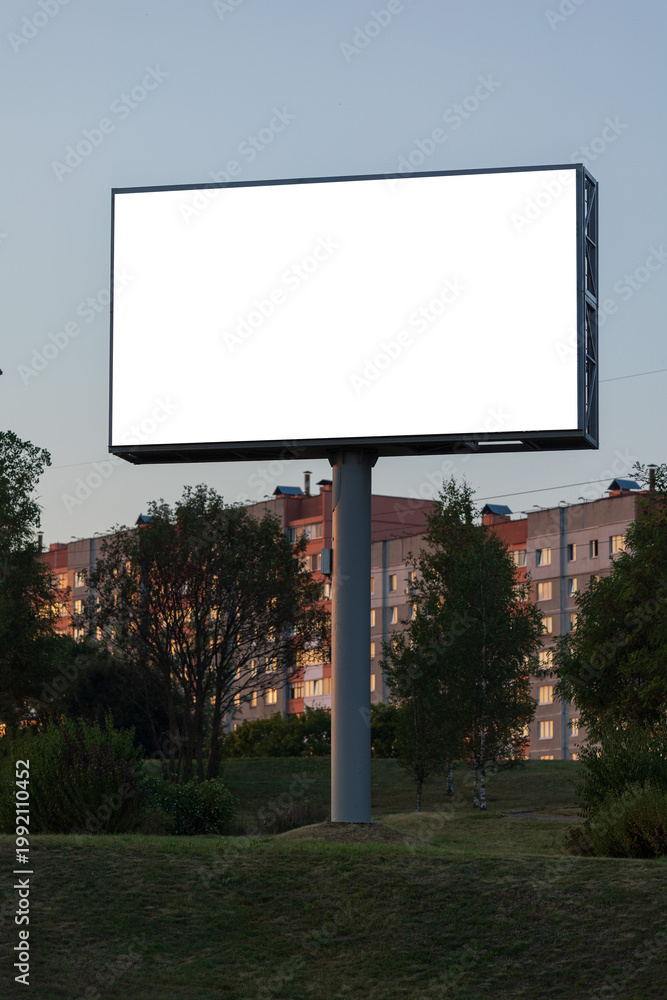 Fototapeta premium Background for design, billboards on city streets and along roads in the summer day