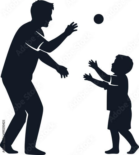 Father playing ball with son outdoors father son bonding and family fun.