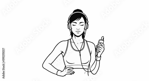 Woman with headphones and music player enjoying a moment of calm
