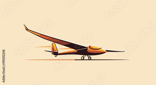 A streamlined glider with long wings and a distinctive tail, depicted in a clean vector art style