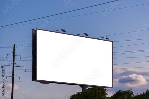 Background for design, billboards on city streets and along roads in the summer day