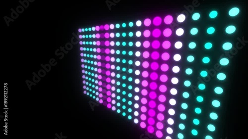 High quality looping 4K motion background featuring a futuristic LED light grid with Vertical Light Sweep animation. Transitions between custom neon colors. Ideal for VJ loops, music stages, event