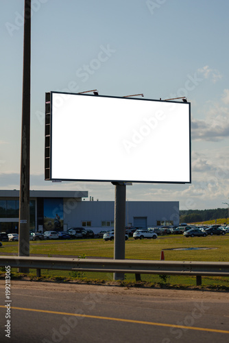 фотографія Background for design, billboards on city streets and along roads in the summer