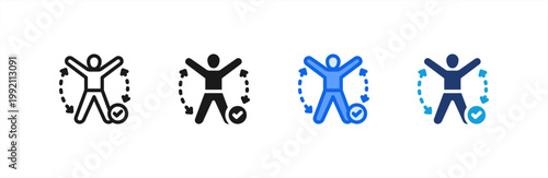 Ergonomics Movement icon multiple style collection. Vector illustration.
