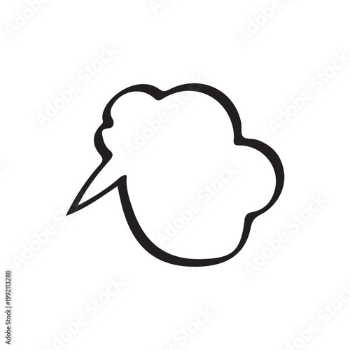 Hand Drawn Cloud Speech Bubble Line Art
