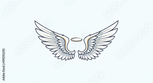 A simple illustration of angel wings with a golden halo