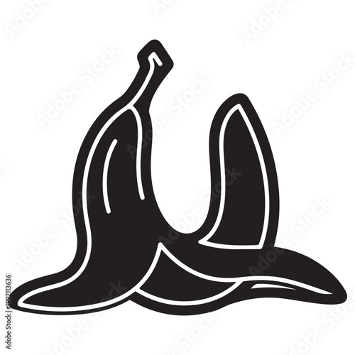 Banana Peel Vector Icon for Food Waste Composting and Safety Hazard Concepts