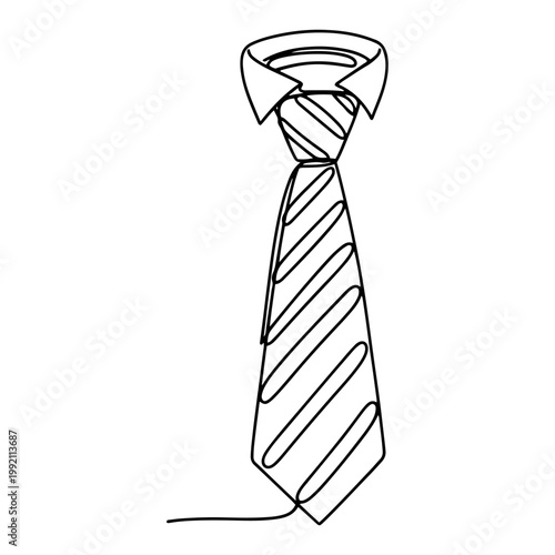 Striped Necktie and Shirt Collar Continuous One Line Art Minimalist Business Professional Fashion Illustration Vector