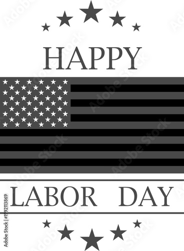 Happy Labor Day icon typography designs with USA flag elements, wrench tools and patriotic colors in red, blue and gray, perfect for holiday greetings, posters and celebration graphics.