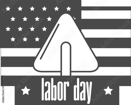 Happy Labor Day icon typography designs with USA flag elements, wrench tools and patriotic colors in red, blue and gray, perfect for holiday greetings, posters and celebration graphics.