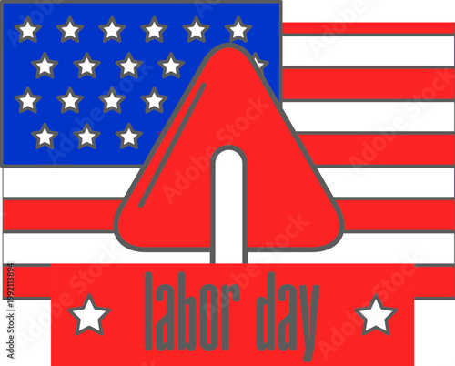 Happy Labor Day icon typography designs with USA flag elements, wrench tools and patriotic colors in red, blue and gray, perfect for holiday greetings, posters and celebration graphics.