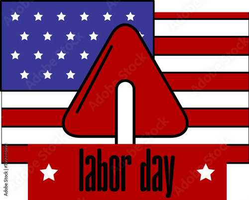 Happy Labor Day icon typography designs with USA flag elements, wrench tools and patriotic colors in red, blue and gray, perfect for holiday greetings, posters and celebration graphics.