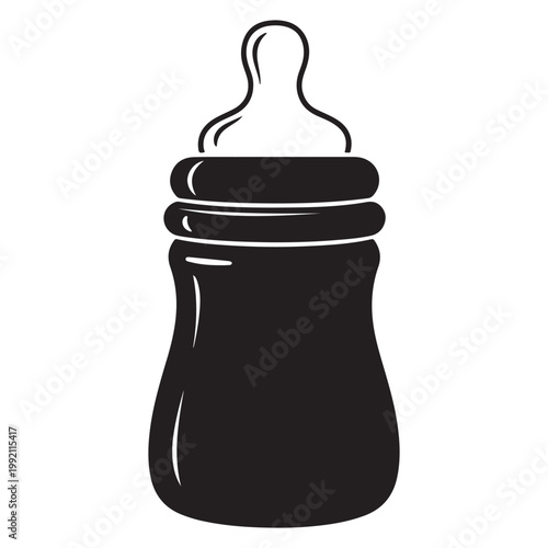 Baby bottle silhouette graphic for infant feeding and newborn care product design
