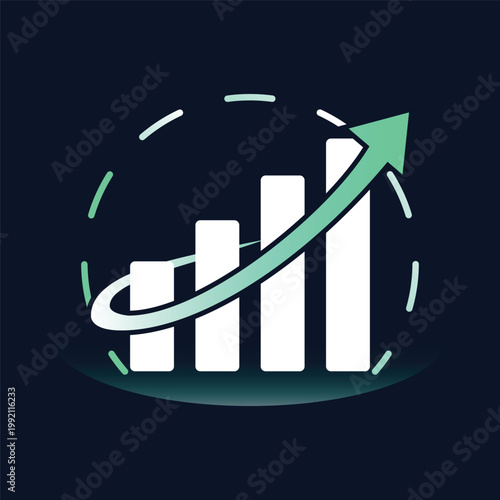 Business Growth Bar Chart with Arrow Icon