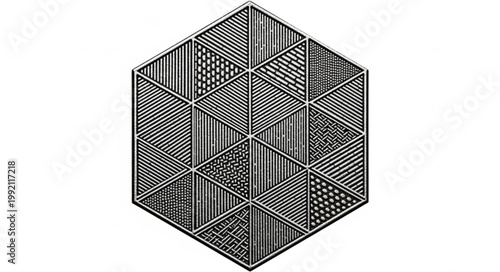 Geometric Cube with Diverse Patterns Inside Each Section.