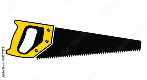 Yellow and black hand saw illustration a striking silhouette