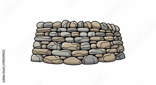 A rustic, illustrated stone wall made of irregular, rounded rocks