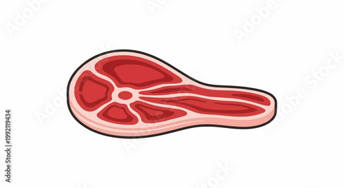 A red meat steak with visible marbling on a white background