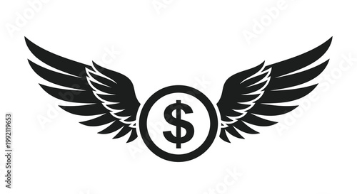 Dollar sign with wings a symbol of financial freedom silhouette