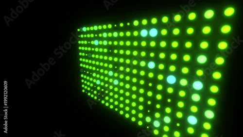 High quality looping 4K motion background featuring a futuristic LED light grid with Digital Matrix Rain Drops animation. Transitions between custom neon colors. Ideal for VJ loops, music stages