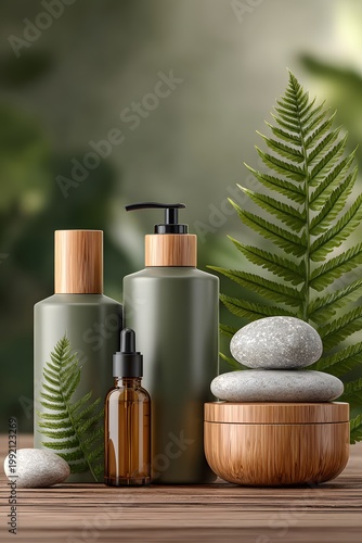 skincare packaging with fresh ingredients minimal eco friendly concept