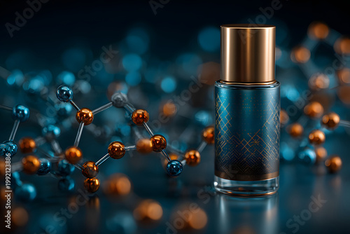 cosmetic packaging with molecular graphics premium innovation look