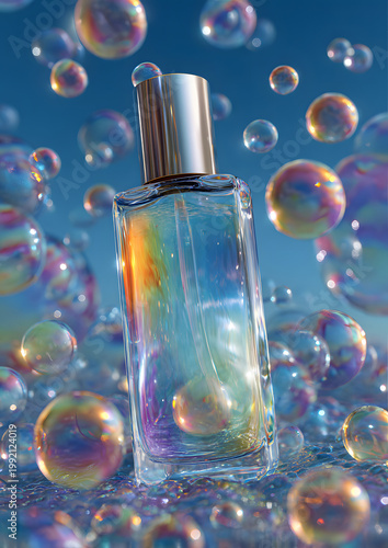 cosmetic bottle with innovation theme hologram minimal modern style