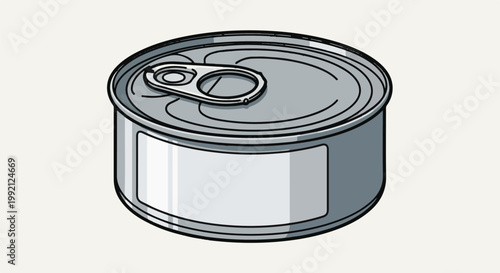 Simple, stylized illustration of a silver metal food can with a pull-tab