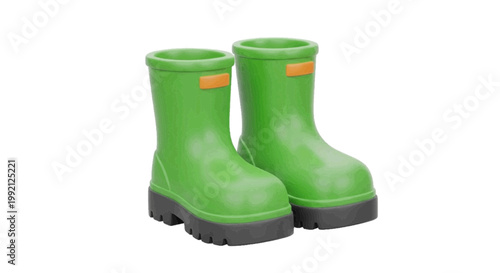 Vector illustration of green rubber boots on a transparent background