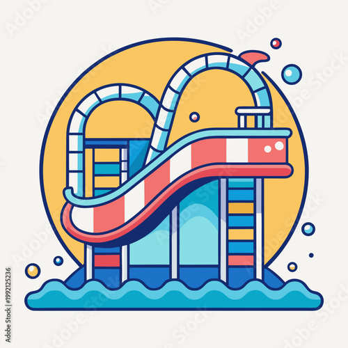 Bright Waterslide Illustration at Waterpark