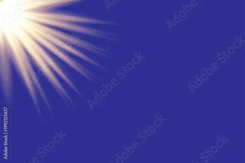 Dramatic starburst light effect radiant sunburst on deep blue background
