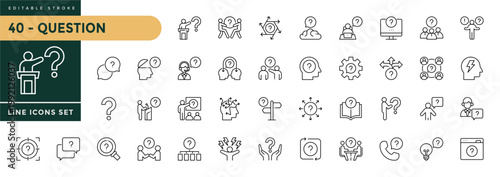 Konstfotografi A collection of Question icons set with editable stroke, including problem, ask, confusion