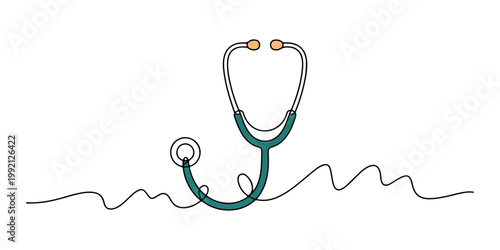 Stethoscope outline icon medical diagnostic tool simple line art healthcare equipment symbol